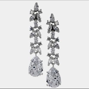 Cubic Zirconia/Rhodium “Cinderella” Earrings-Boutique
